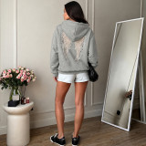 EVE Solid Color Long Sleeve Hooded Sweatshirt GZJQ-K6L15287A