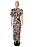 EVE Leopard Printed Top Split Long Skirt 2 Piece Set SHD-8520