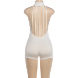 EVE Hollow Out Backless Rivet Romper DLSF-K6Q17296A