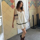 EVE Bow Sleeveless Ruffles Mini Dress LJSF-D5822300H