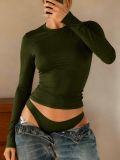 EVE Solid Color Long Sleeve Top YWXS-K25L982