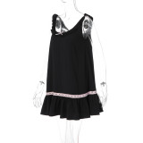 EVE Bow Sleeveless Ruffles Mini Dress LJSF-D5822300H