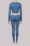 EVE Solid Color Contrast Color Yoga Two Piece Pants Set YWXS-K26L2998