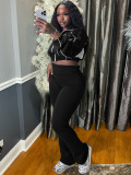 EVE Long Sleeve Patchwork Zipper Coat Pants Suit CH-25018