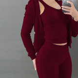 EVE Double sided velvet Vest Hooded Three Piece Set CH-8235