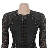 EVE Lace See Through Long Sleeve Bandage Dress BY-7843