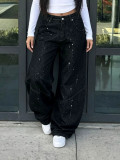 EVE Plus Size Ink Splashing Loose Jeans GYLN-0298