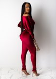 EVE Sexy Velvet Batwing Sleeves Sashes Jumpsuits CH-8089
