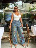 EVE Plus Size Embroidered Patch Star Butterfly Jeans GYLN-4161