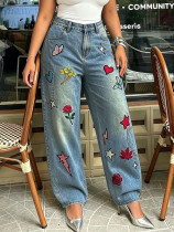 EVE Plus Size Embroidered Patch Star Butterfly Jeans GYLN-4161
