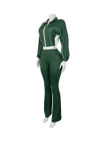 EVE Long Sleeve Patchwork Zipper Coat Pants Suit CH-25018