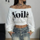 EVE Letter Printed Long Sleeve Crop Top GQLK-6702