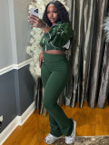 EVE Long Sleeve Patchwork Zipper Coat Pants Suit CH-25018