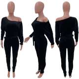 EVE Sexy Velvet Batwing Sleeves Sashes Jumpsuits CH-8089