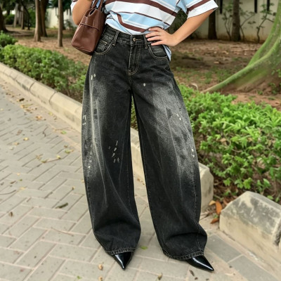 EVE Plus Size Gradient Washed Loose Jeans GYLN-0804