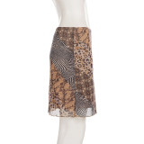 EVE Retro Animal Print Mesh Mid-skirts GPKJ-MR51078