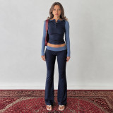 EVE Color Block Tight Two Piece Pants Set GPKJ-MR51997