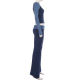 EVE Color Block Tight Two Piece Pants Set GPKJ-MR51997