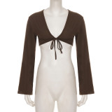 EVE Long Sleeve Sexy Solid Color Cardigan Top GPKJ-MR51857