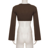EVE Long Sleeve Sexy Solid Color Cardigan Top GPKJ-MR51857