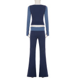 EVE Color Block Tight Two Piece Pants Set GPKJ-MR51997