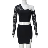 EVE Lace Single Shoulder Irregular Top Skirt Suit GNZD-51501SHD