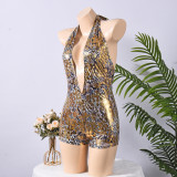 EVE Printed Halterneck Backless Romper GNZD-32874JBY