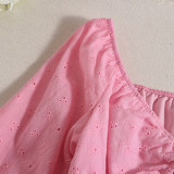 EVE Solid Color Long Sleeve Top Two Piece Skirts Set GNZD-51233SHD