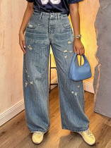 EVE Plus Size Washed Straight Jeans GYLN-0520