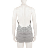 EVE Sexy Hollow Out Sequin Tie Up Backless Mini Dress GPKJ-MR51207