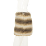 EVE Gradient Striped Fur Mini Skirts GPKJ-MR52030
