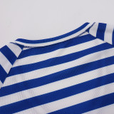 EVE Stripe Long Sleeve V Neck Two Piece Shorts Set GPKJ-MR51589