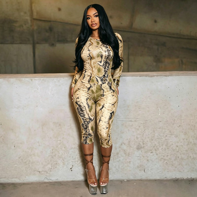 EVE Animal Printed Long Sleeve Seventh Pants Suit MXBF-J26ST402