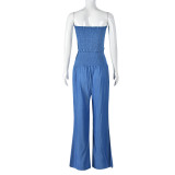 EVE Solid Color Wrap Chest Top Two Piece Pants Suit GNZD-9901SHD