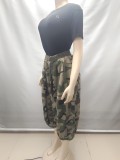 EVE Plus Size Camouflage Printed Wide Leg Seventh Jeans GAKF-60705