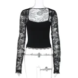 EVE Lace Long Sleeve Hollow Out Top BLG-T5519236K