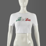 EVE Letter Printed Short Sleeve T Shirt GNZD-51003THD