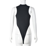 EVE Printed Contrast Color Sleeveless Bodysuit GNZD-41197THG