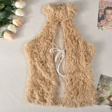 EVE Fur Neck Hollow Out Top Coats GNZD-9799THD