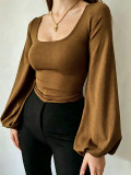 EVE U Neck Lantern Sleeve T Shirt GMKK-mkk7282
