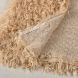 EVE Fur Neck Hollow Out Top Coats GNZD-9799THD