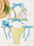 EVE Color Block Lace Up Bikini 2 Piece Swimsuit CASF-6845