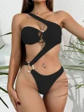 EVE Single Shoulder Solid Color One Piece Swimsuit CASF-6721