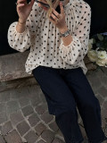 EVE Polka Dot Printed Lantern Sleeve Chiffon Shirts GHYX-XY9018