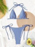 EVE Sexy Stripe Tie Up Bikinis 2 Piece Set CASF-6831