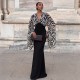 EVE Deep V Neck Patchwork Contast Color Maxi Dress DLSF-K6D17744A