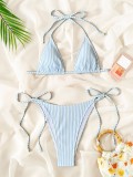 EVE Sexy Stripe Tie Up Bikinis 2 Piece Set CASF-6831