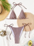 EVE Sexy Stripe Tie Up Bikinis 2 Piece Set CASF-6831