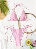 EVE Sexy Stripe Tie Up Bikinis 2 Piece Set CASF-6831