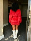 EVE Fur Long Sleeve Two Piece Skirt Knits Suit CM-60908